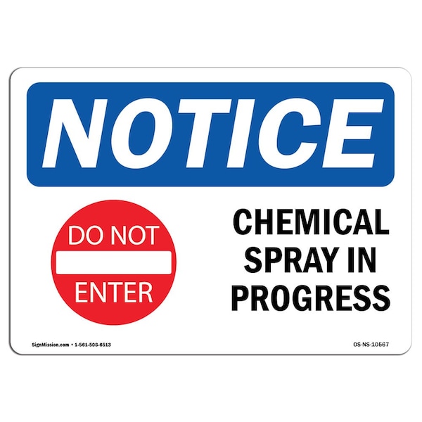 OSHA Notice Sign, 3.5" Height, Chemical Spray In Progress Sign With Symbol, Landscape, 10PK